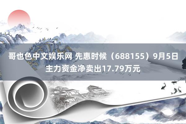 哥也色中文娱乐网 先惠时候（688155）9月5日主力资金净卖出17.79万元