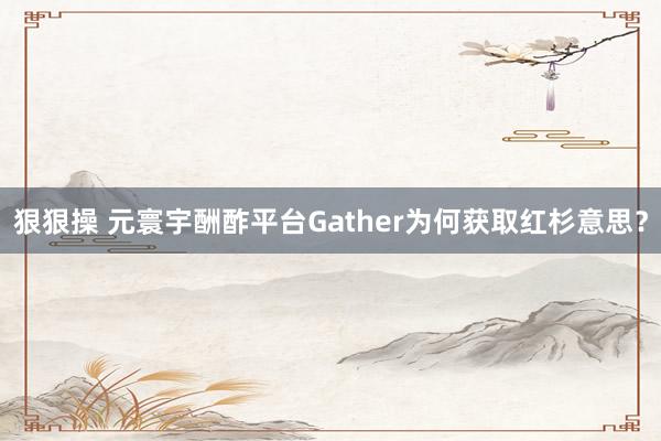 狠狠操 元寰宇酬酢平台Gather为何获取红杉意思？