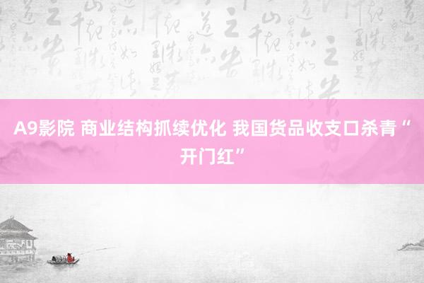 A9影院 商业结构抓续优化 我国货品收支口杀青“开门红”